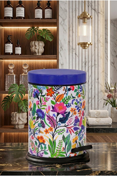 GörSeç Bahar Метален кош за отпадъци с педал, 3 литра, за баня, тоалетна, бал...