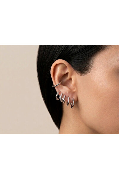 618 CONCEPT 6 Zircon Stone Oval Design Hoop Earrings