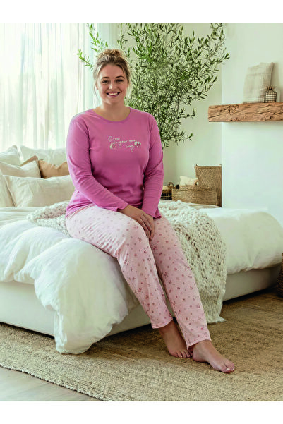 MEBA Γυναικείο Σετ Πιτζάμες Μεγάλου Μεγέθους από Βαμβακερό Ύφασμα Σούπερ Μερι...