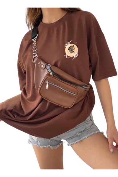 SUNFREE LEOPARD FLOWER FRAME Tricou de damă de bază cu mânecă scurtă, cu impr...