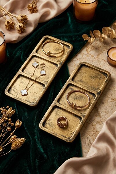 Evene صندوق مجوهرات مزخرف بلون ذهبي عتيق، صندوق مجوهرات على شكل خاتم، صندوق م...