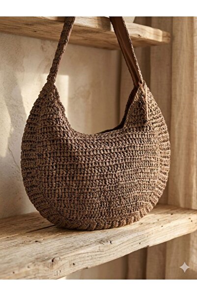 Axesoire NWC-1060 Καφέ Ψάθινη Τσάντα