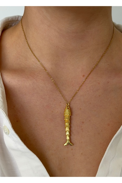 KİLİGİSTANBUL ÇELİK GOLD BALIK KOLYE 45 CM (+5 cm uzatma)