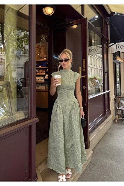 MEGOMEL Γυναικείο φόρεμα με ψηλό γιακά, 100% βαμβάκι, κομψό σχέδιο