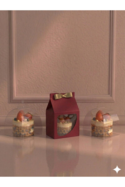 Ambalaj Modacısı FRANSIZ PASTASI & CUPCAKE KUTUSU KIRMIZI ( 8X8X8+5,5 CM ) ( ...