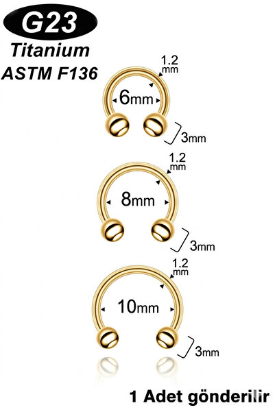 NARKİSSOS Titanyum Yarım Halka Piercing Tragus,Conch,Helix,Rook,Dudak,Daith,S...
