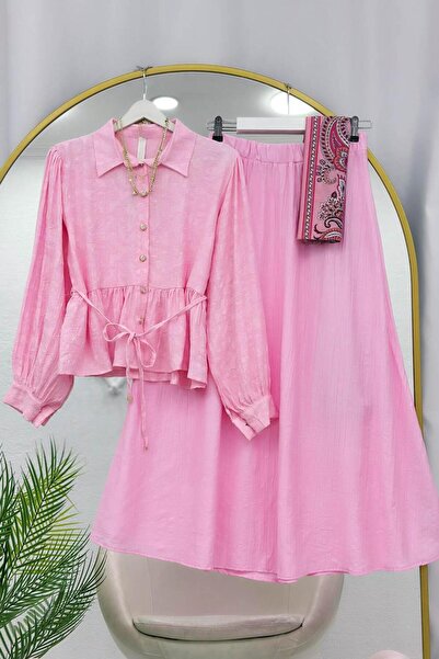 VOLT CLOTHİNG Jacquard Patterned Jacket and Skirt Set