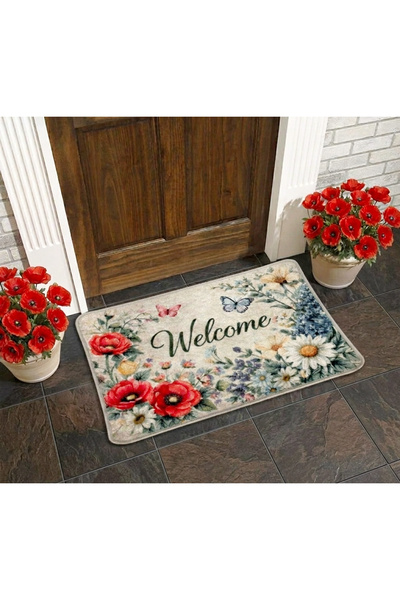 Brillant Dekoratif Welcome Yazılı Kapı Önü Paspası (Ebat 50x70)
