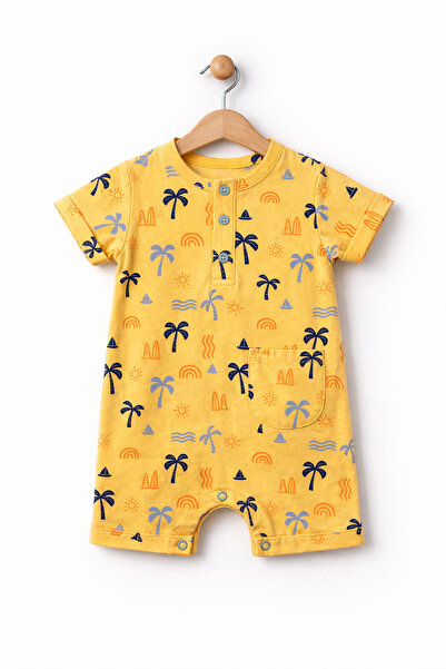 For My Baby Baby Boy Short Sleeve Printed Summer Jumpsuit