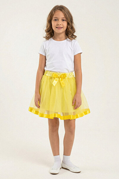 kinderos Girl's Tutu Skirt with Bow and Elastic Waist - 26Y 0950