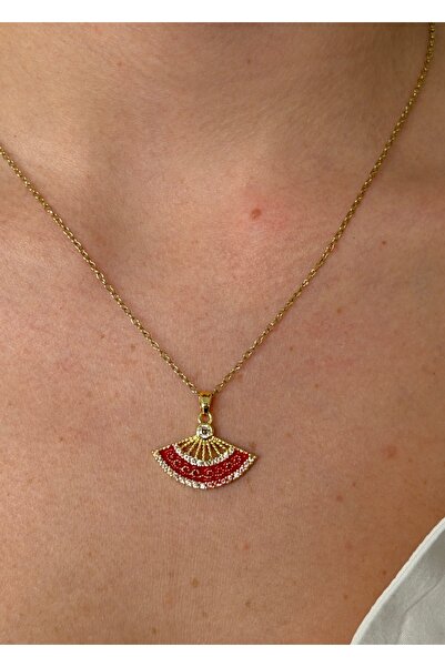 KİLİGİSTANBUL ÇELİK GOLD KIRMIZI FİGÜRLÜ KOLYE 45 CM (+5 cm uzatma)