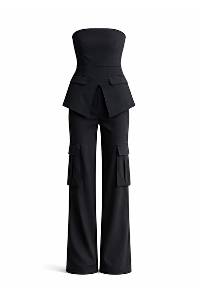 nowglamup Strapless Blouse Cargo Pants Set