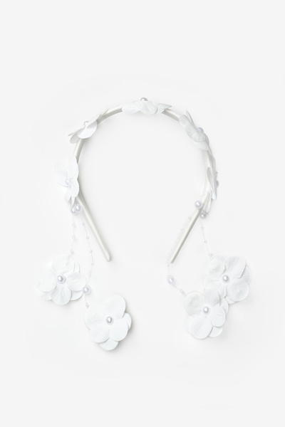 Le Mabelle White Dangling Orchid Detailed Girl's Crown