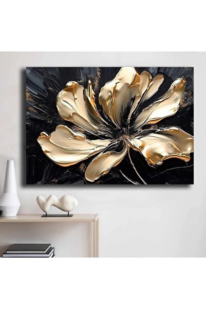 OEM Tablou decorativ Re-Bloom, lemn/pânză, negru/auriu, 70 x 100 cm