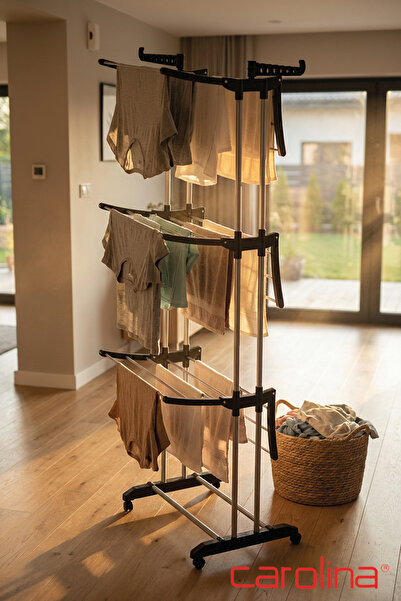 CAROLİNA 100 Katlanabilir Çok Katlı Çamaşır Kurutmalık – Tekerlekli, Pratik v...