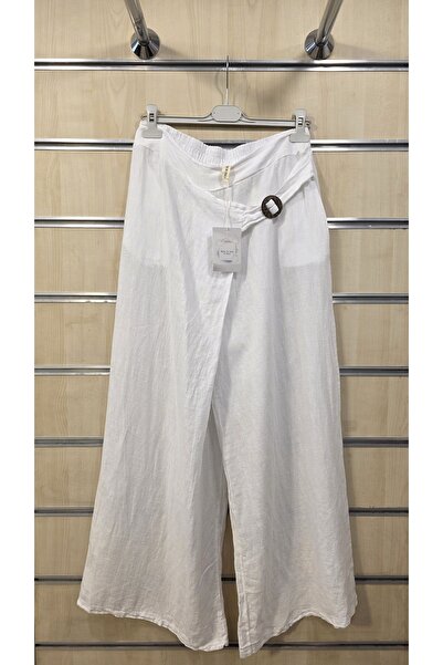 Park Moda Italian Linen Trousers with Belt Buckle