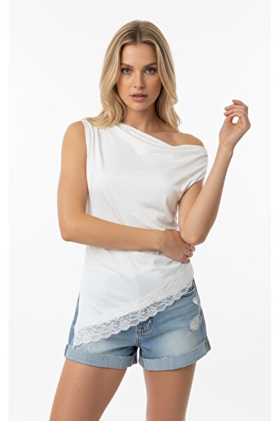 Arbucky Women's One Shoulder Asymmetrical Cut Blouse