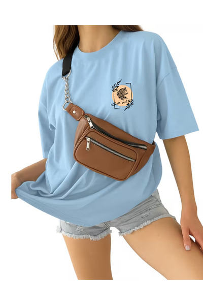 SUNFREE Γυναικείο μπλουζάκι με στάμπα LEOPARD FLOWER FRAME, μεγάλο μέγεθος, μ...