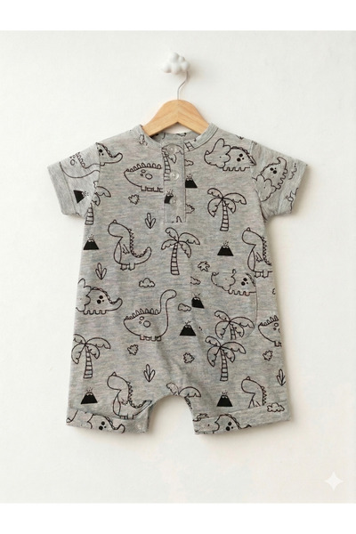 For My Baby Baby Boy Short Sleeve Printed Summer Jumpsuit