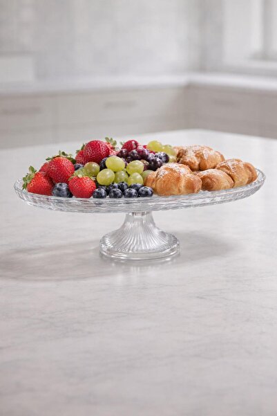İLİVA Footed Glass Presentation Plate Oval Serving Plate 39.5 cm Transparent ...