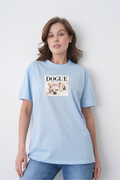 TREND EMMODA Tricou de damă, în stil de vară, cu imprimeu buldog francez, cu ...