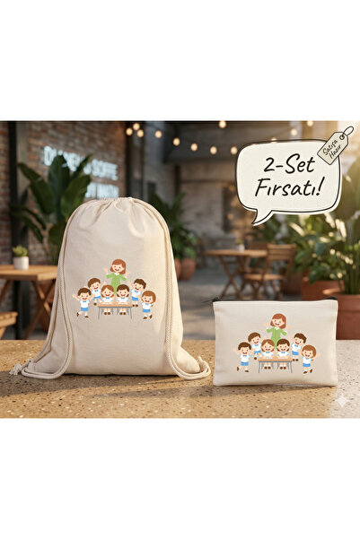 Boom town Cloth Backpack, Wallet Set of 2