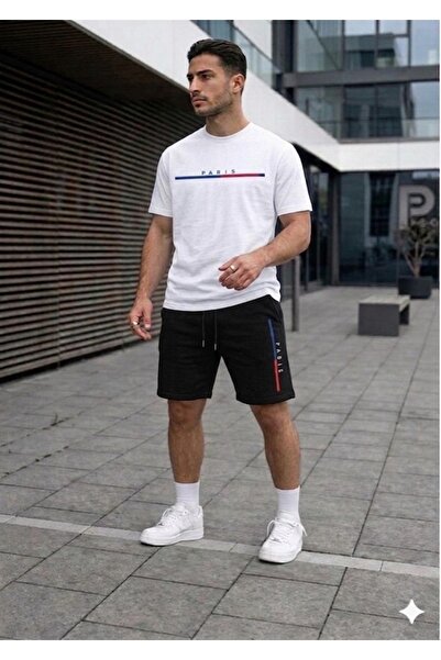 FAEL LİFE Girls'/Boys' T-Shirt and Shorts Colorful Paris Bar Printed Set