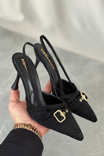 GOFFSHOES Pantofi cu toc subțire Wille pentru damă - piele de căprioară neagră