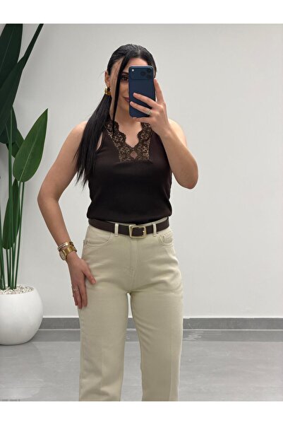 MARGA Original Brand Cropped Straight Jeans Beige