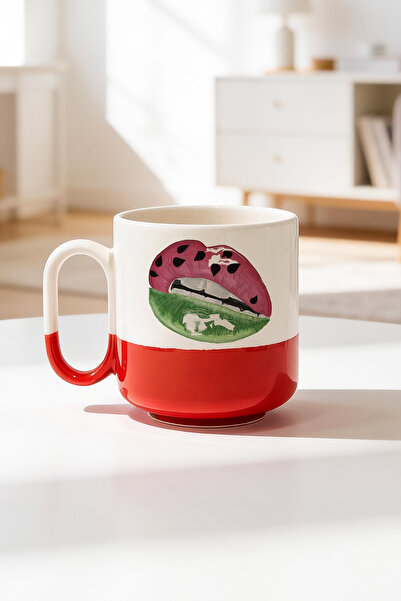 BB TRADE Watermelon Lip Design Ceramic Printed Pro Mug 330ml
