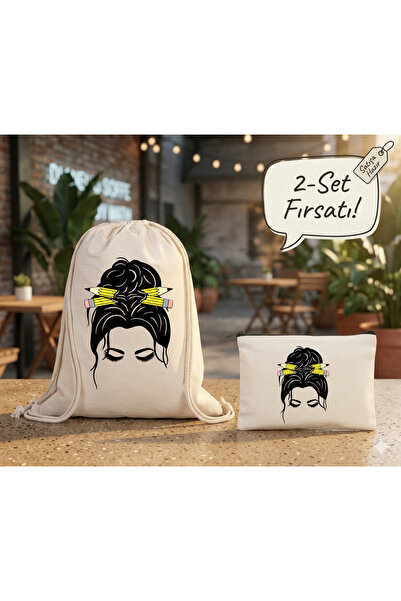 Boom town Cloth Backpack, Wallet Set of 2