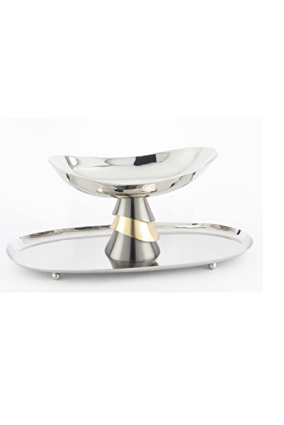 Mikasa Moor Gümüş Oval 2Katlı Sunumluk 46x21cm