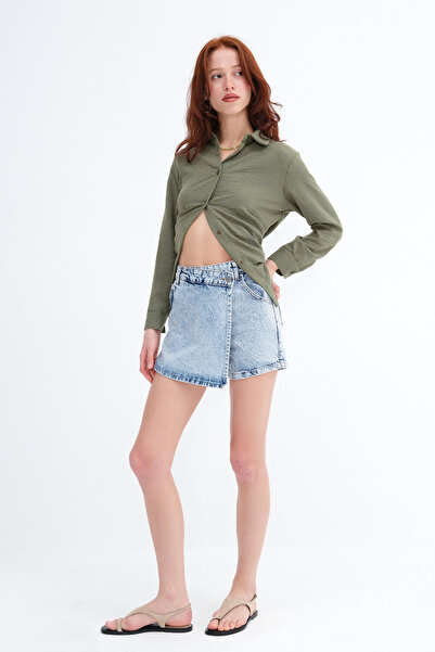 Addax Denim Mini Shorts Skirt Ş8017