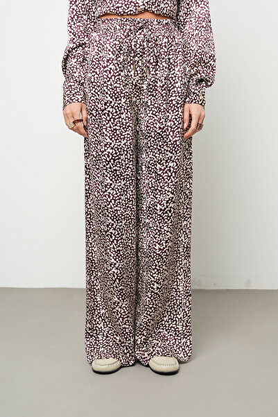 Orfeo Negro بنطلون بالازو نسائي منقوش بنقاط بلون البرقوق