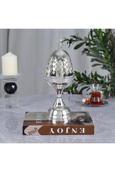 Al Hadaya Mall Elegant and Modern Stainless Steel Incense Burner - Silver - 3...