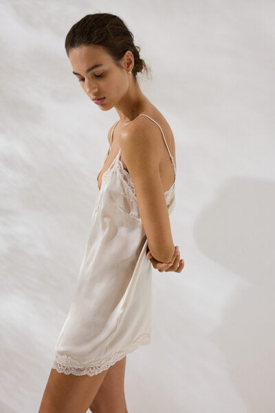 H&M Dantel Şeritli Saten Gecelik