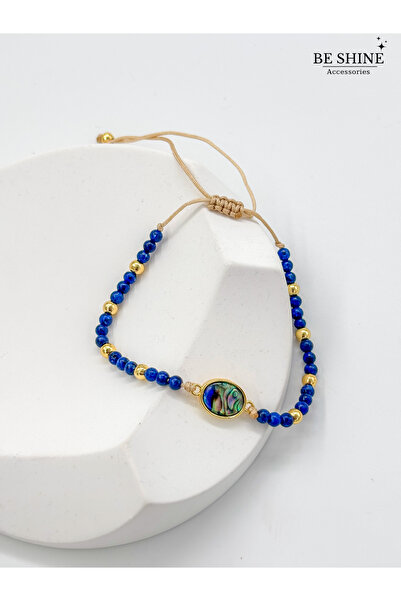 Be shine accessories سوار من الحجر الأزرق بخيط قابل للتعديل