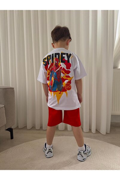 Aselin Kids Set de vară pentru băieți Rivals Spiderman cu imprimeu, pantaloni...