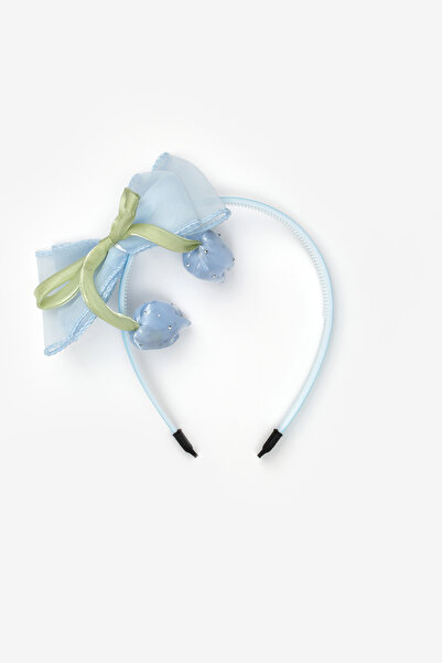 Le Mabelle تاج للفتيات مزين بفيونكة على شكل زهرة التوليب الزرقاء