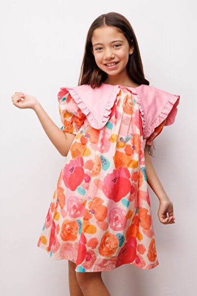 Le Mabelle Φόρεμα για κορίτσια με λουλουδάτο σχέδιο και γιακά σε σχήμα πούδρα...