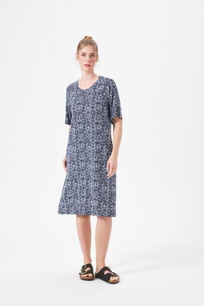 PJS Rochie de damă bleumarin cu mânecă scurtă 29143