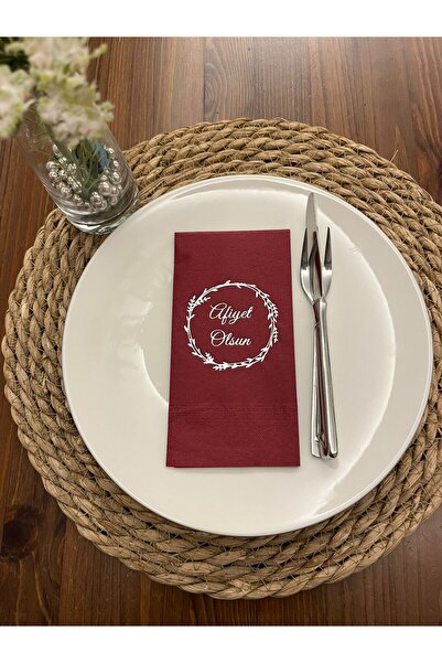 kidspartim Silver Gilded Cherry Colored Bon Appetit Printed Waiter's Folding ...
