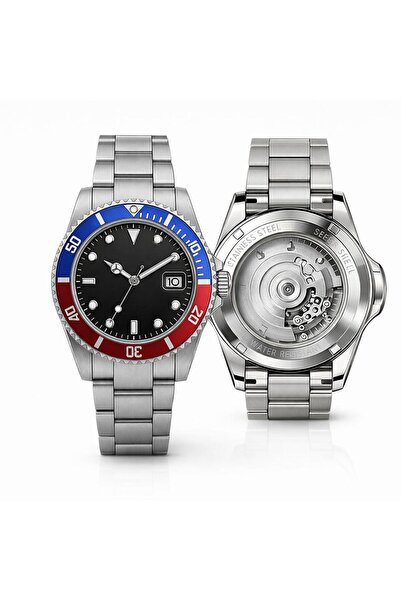 Rodium Men's Wristwatch Glass Cover Metal Calendar Stainless Non-Tarnish