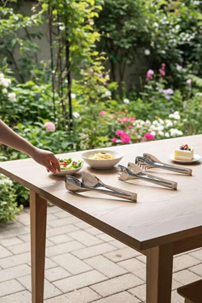 Akayev Aurea 3-Piece Steel Cake, Salad, Pasta Tongs Set