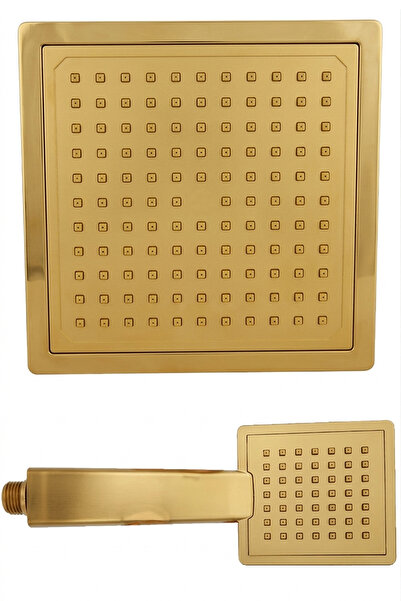 tesitay El ve Tepe Duş Başlığı Kare Model Gold Renk
