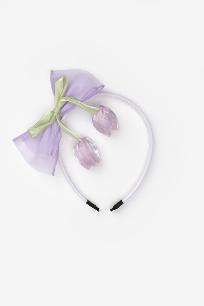 Le Mabelle Κοριτσίστικο στέμμα με λιλά φιγούρα τουλίπας και λεπτομέρεια φιόγκου