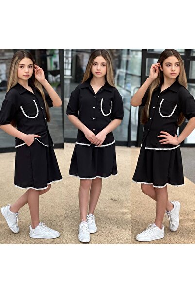 Lucky kidswear Lace-Detail Aerobin Fabric Girls' Set