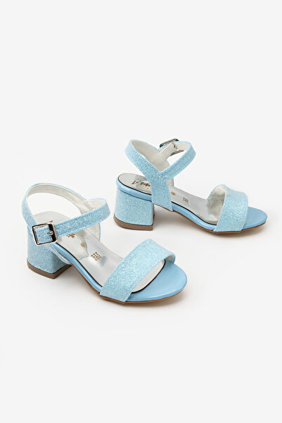 Le Mabelle Pantofi cu toc pentru fete, albastri, cu o singură curea și legătu...