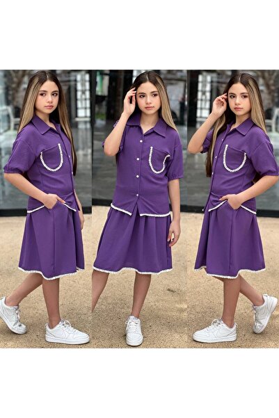 Lucky kidswear Lace-Detail Aerobin Fabric Girls' Set