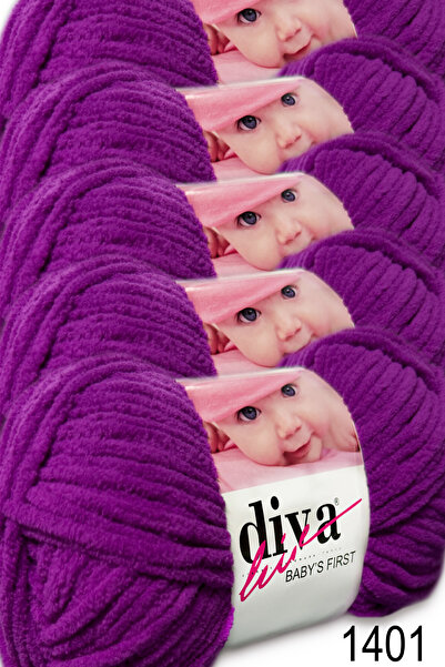 Diva İplik Babys First Velvet Yarn (5X100Gr.) - 1401 - Violet